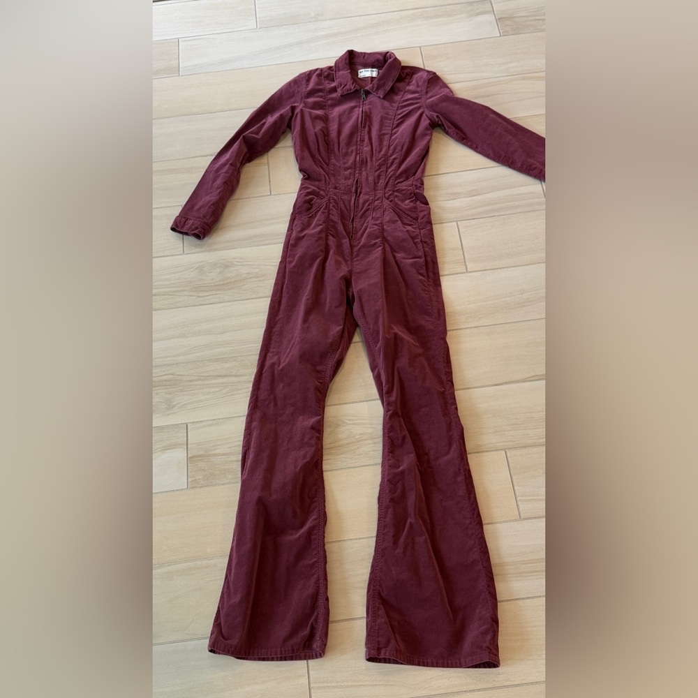 Free People Deep Red Corduroy Jumpsuit - Picture 3 of 4